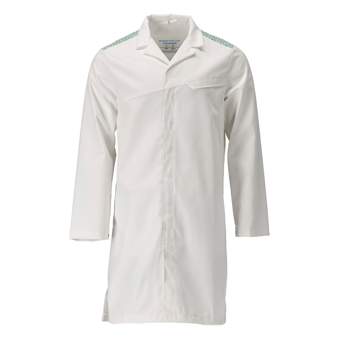 Vit labbrock med trekvartsärm och axelstyg i mönster