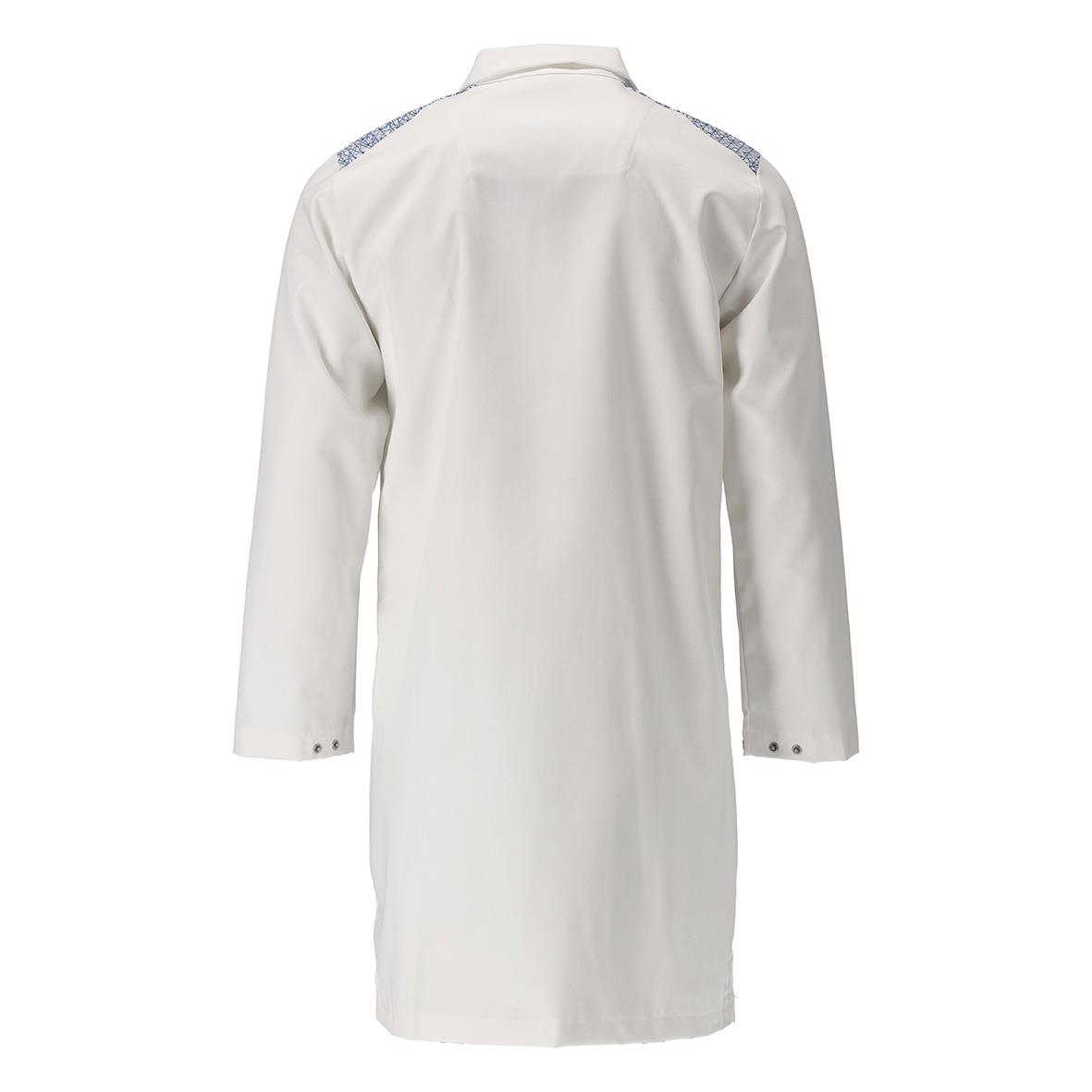 Vit labbrock med axel- och ärmdetaljer i mörkare färg