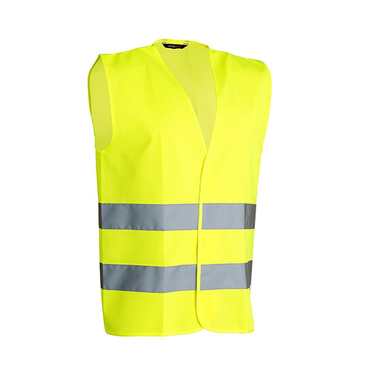 Varselväst i klass 2 i varmgul färg, storlek 2XS/XS, med reflekterande band