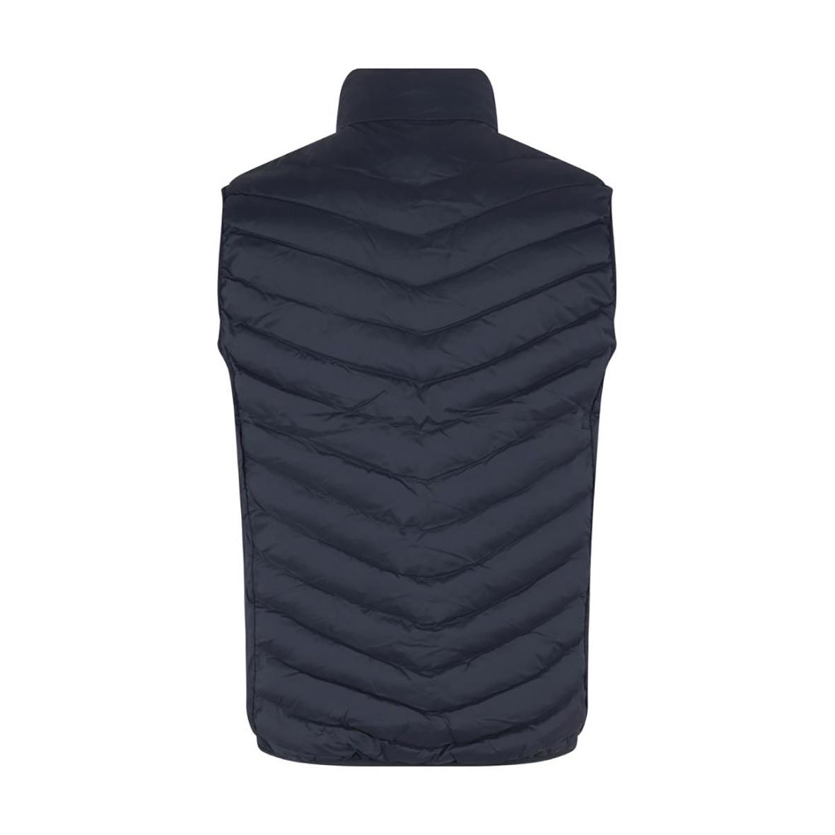 Mörkblå vadderad väst med hög krage