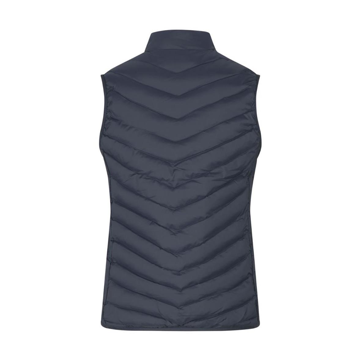 Damväst i marinblått med quiltad design och ståkrage