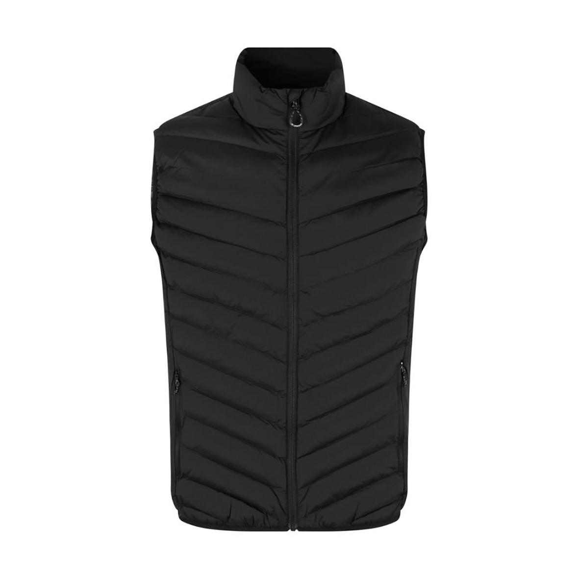 Svart väst med stående krage och dragkedja fram