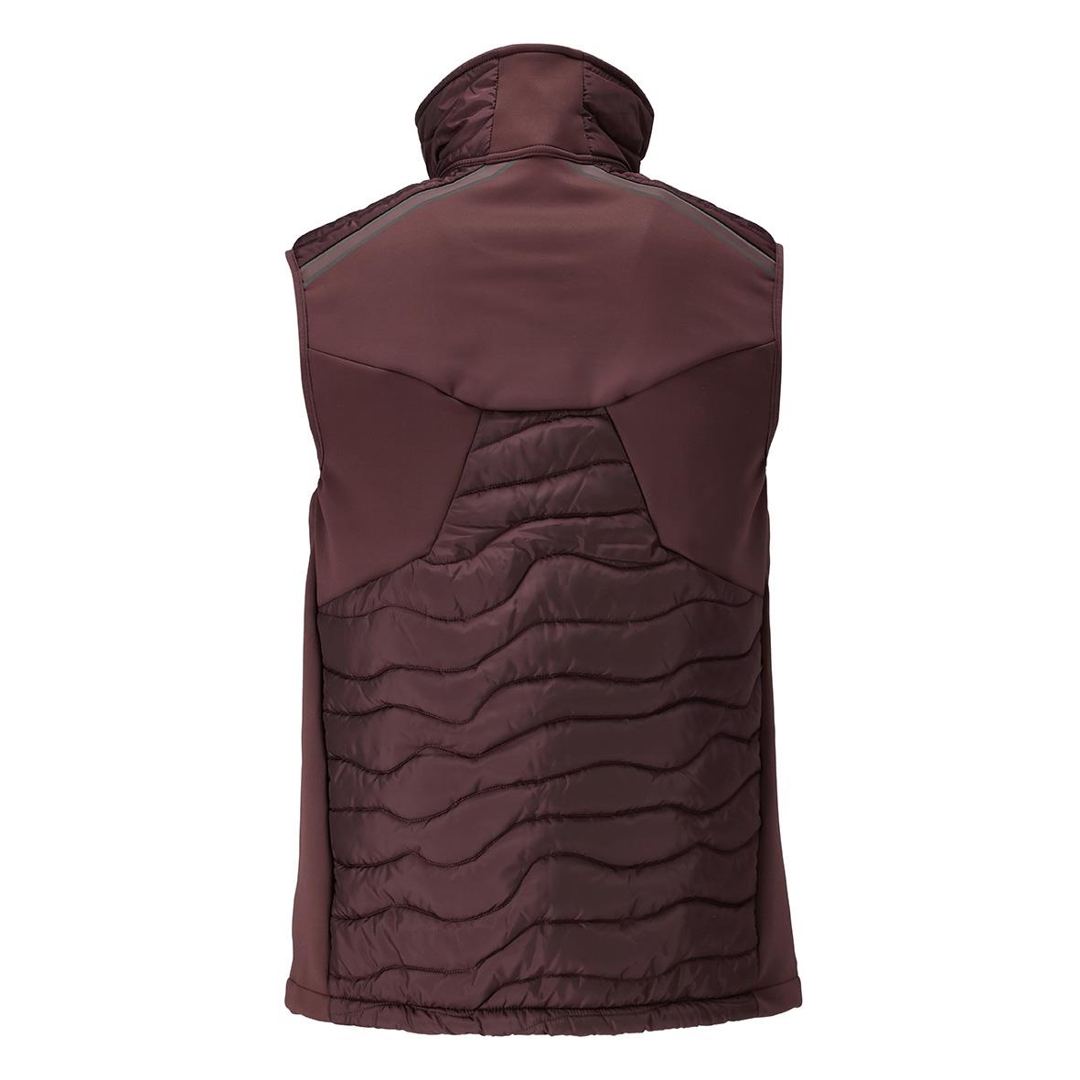 Vinröd termoväst med vadderad rygg och hög krage