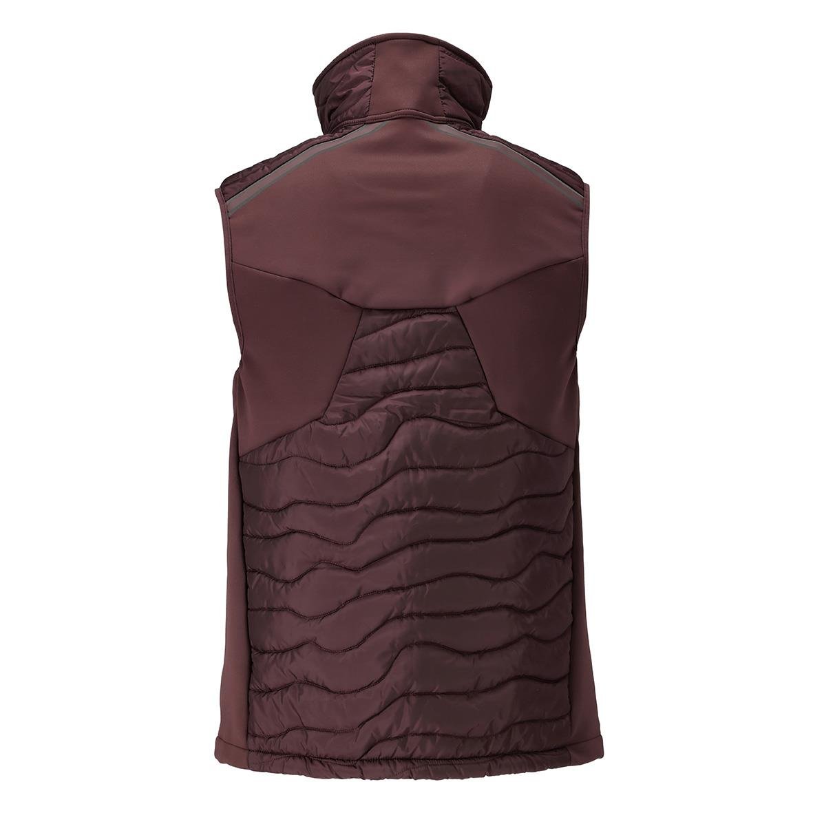 Vinröd termoväst med vadderad rygg och hög krage