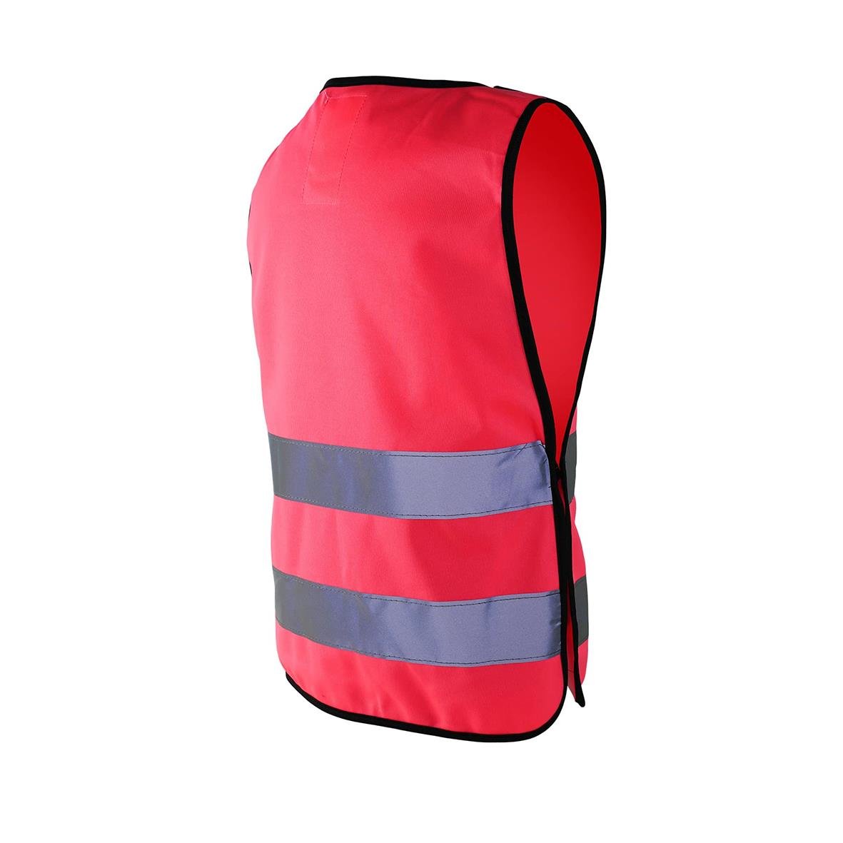 Rosa varselväst för barn med reflexband och svart kant