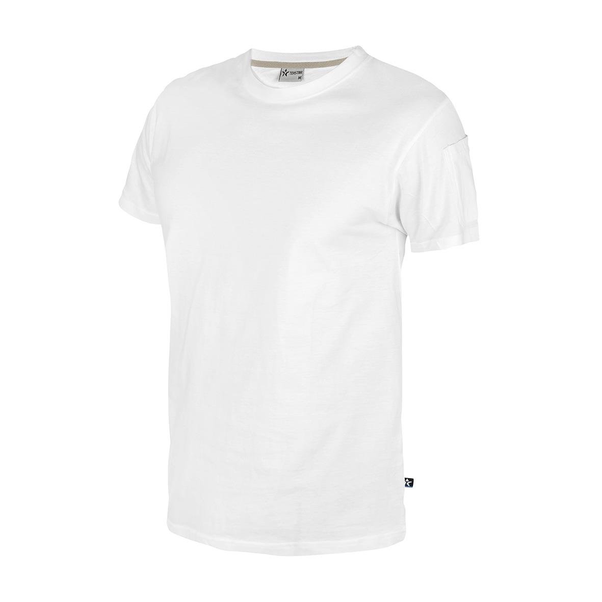 Vit T-shirt Texstar TS13 i storlek S med rund hals och korta ärmar