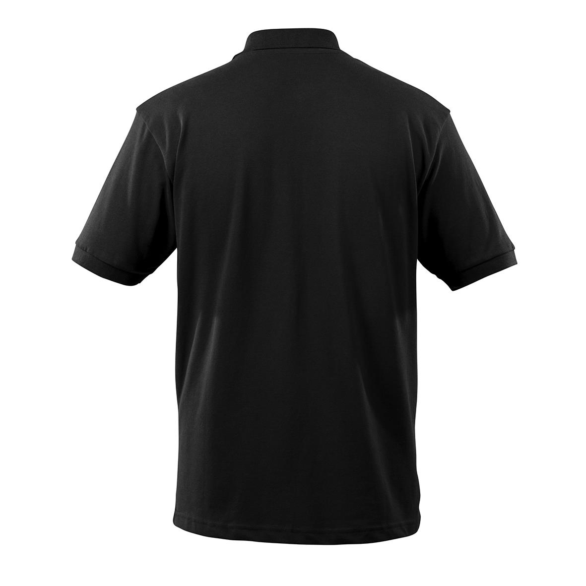 Svart pikétröja i storlek 2XL med korta ärmar och krage, sett bakifrån