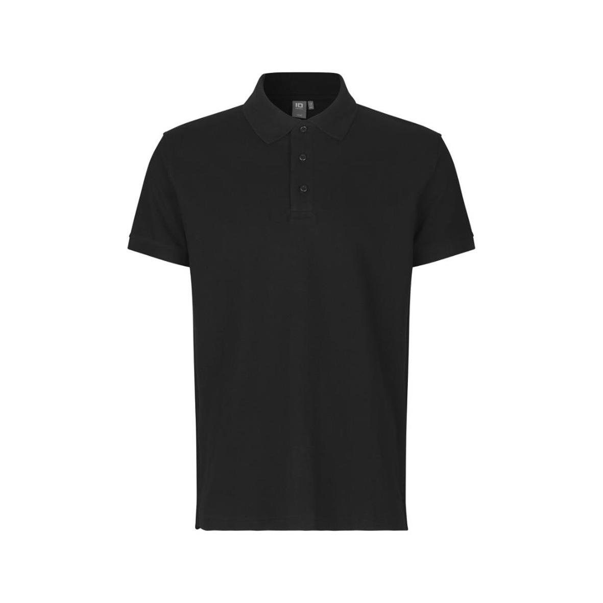 Svart pikétröja i 2XL storlek med knappar och stående krage