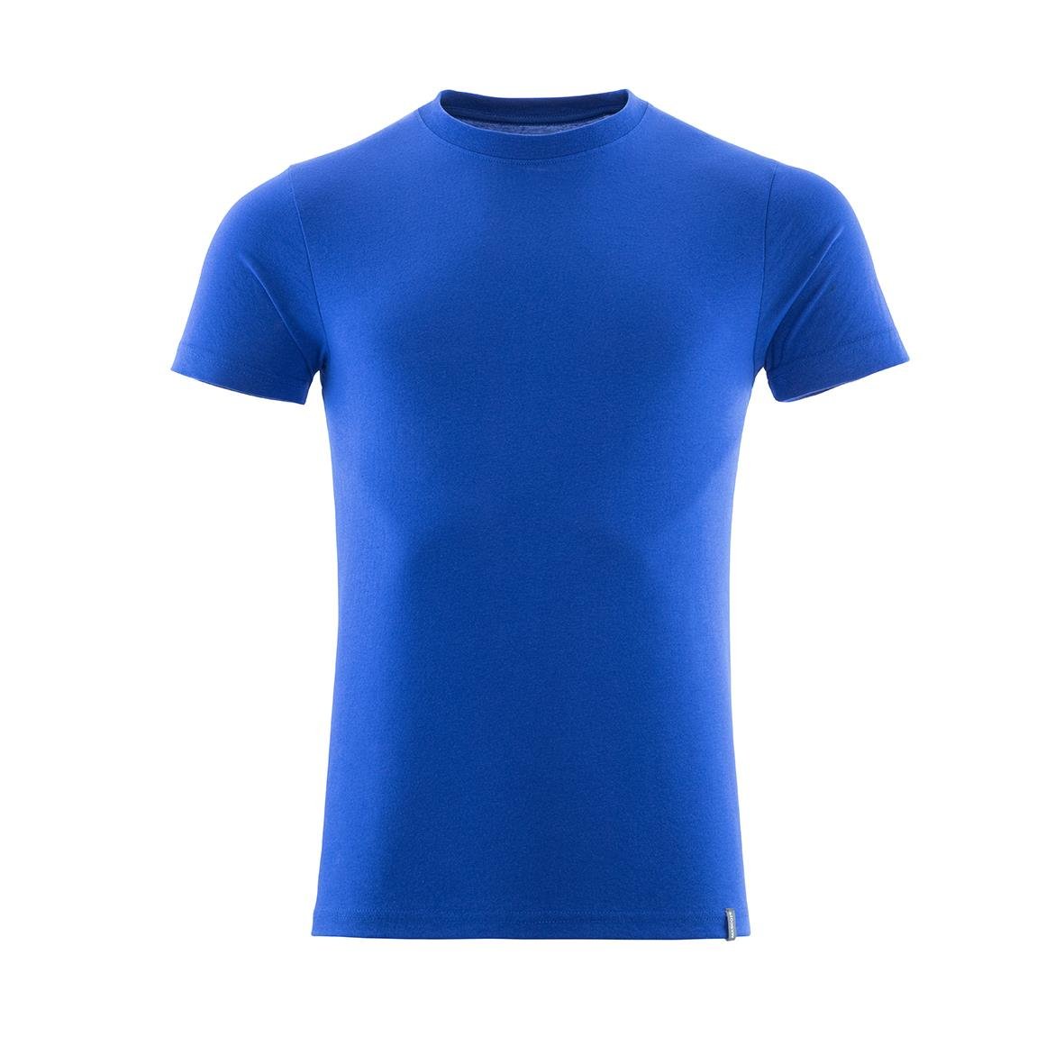 Blå t-shirt i bomull med rund hals och korta ärmar