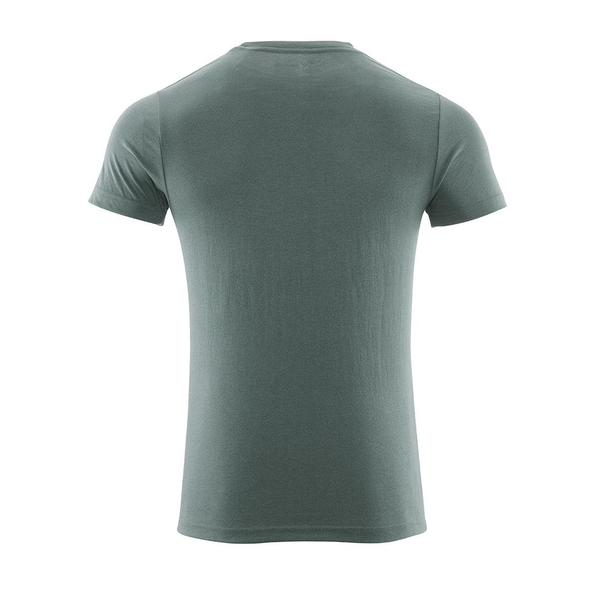 Ljus skogsgrön T-shirt med rund hals och korta ärmar, sett bakifrån