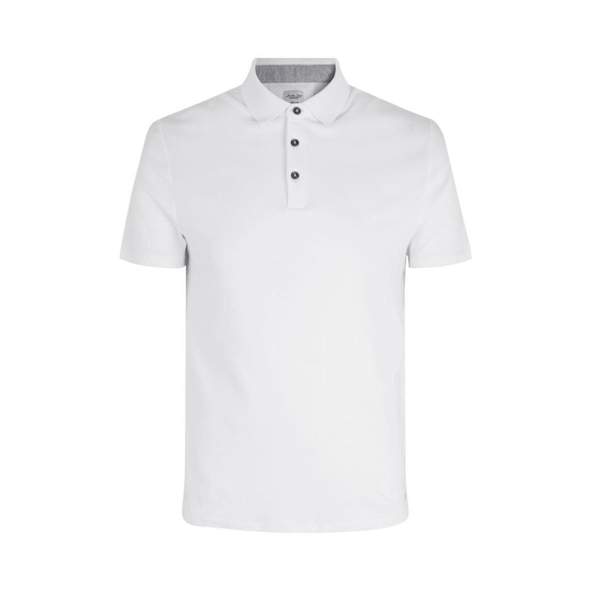 Vit pikétröja Seven Seas S600 med knappar och ståkrage i storlek L