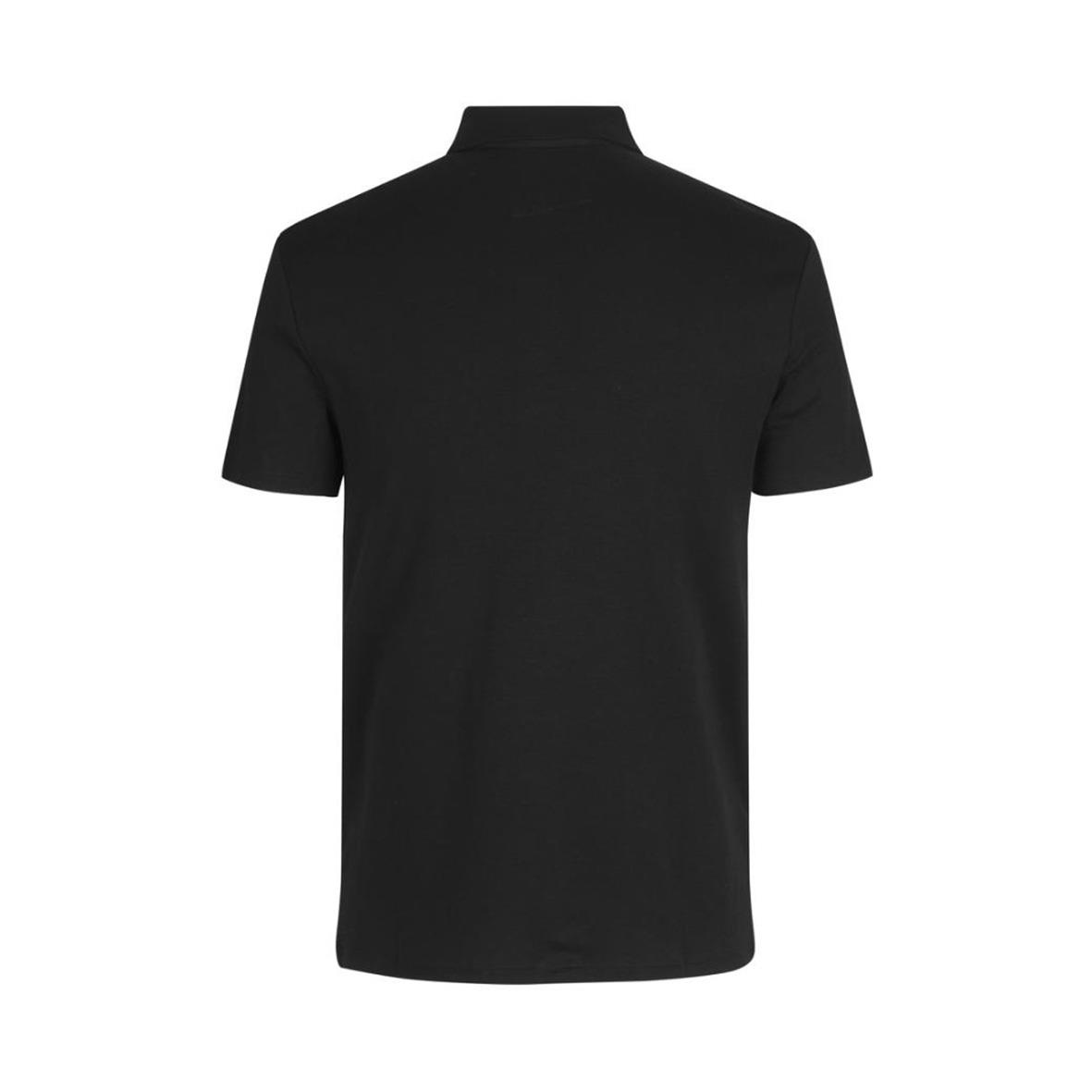 Svart pikétröja Seven Seas S600 med kort ärm och stående krage