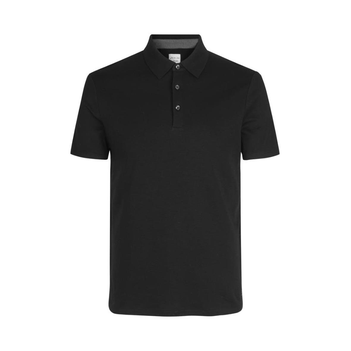 Svart pikétröja med knappar och krage från Seven Seas S600