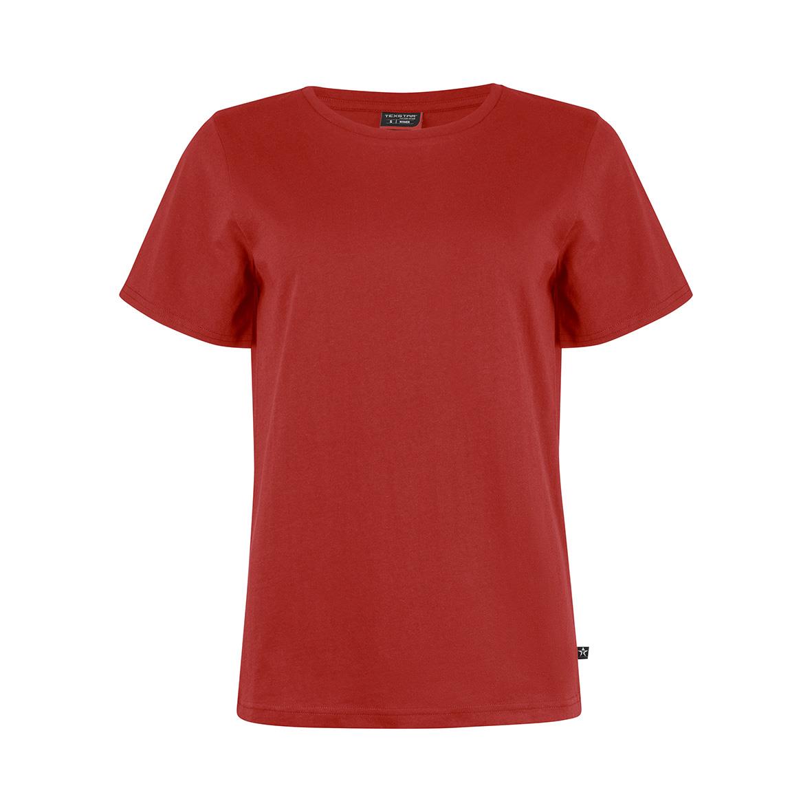 Röd T-shirt Texstar WT24 XS med korta ärmar och rund hals