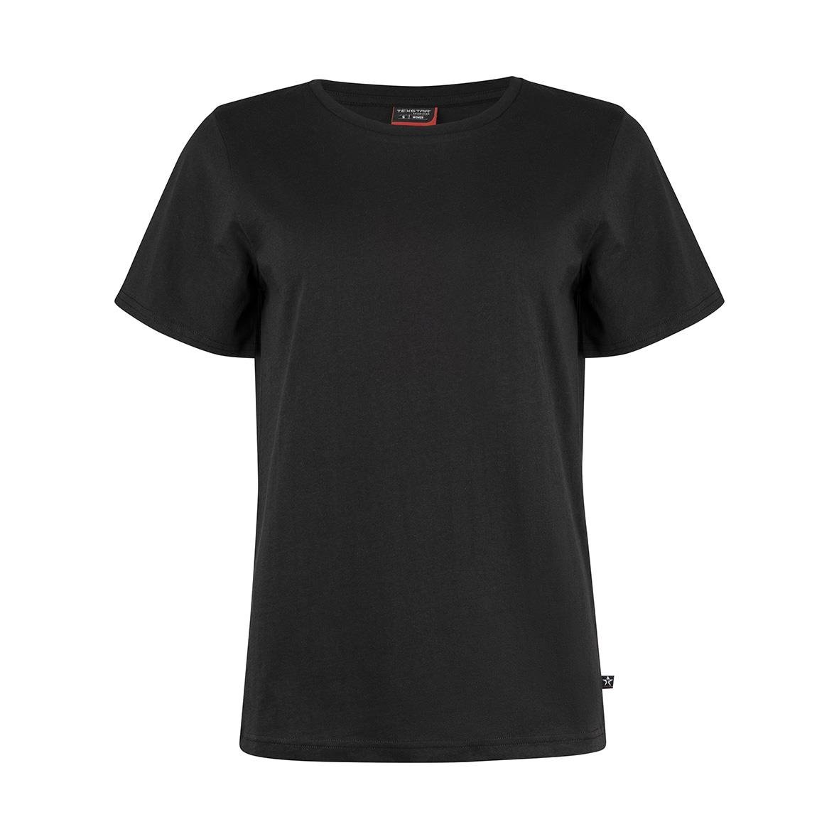 Svart T-shirt Texstar WT24 Dam XS med kort ärm och rund hals