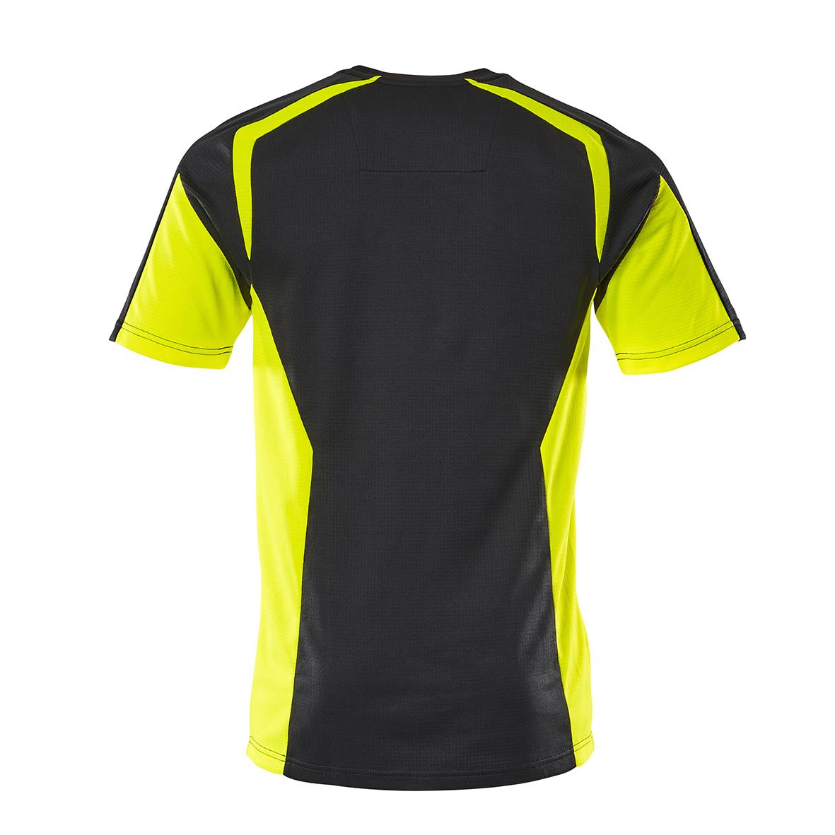 Svart och varselgul sport T-shirt med korta ärmar och kontrasterande detaljer