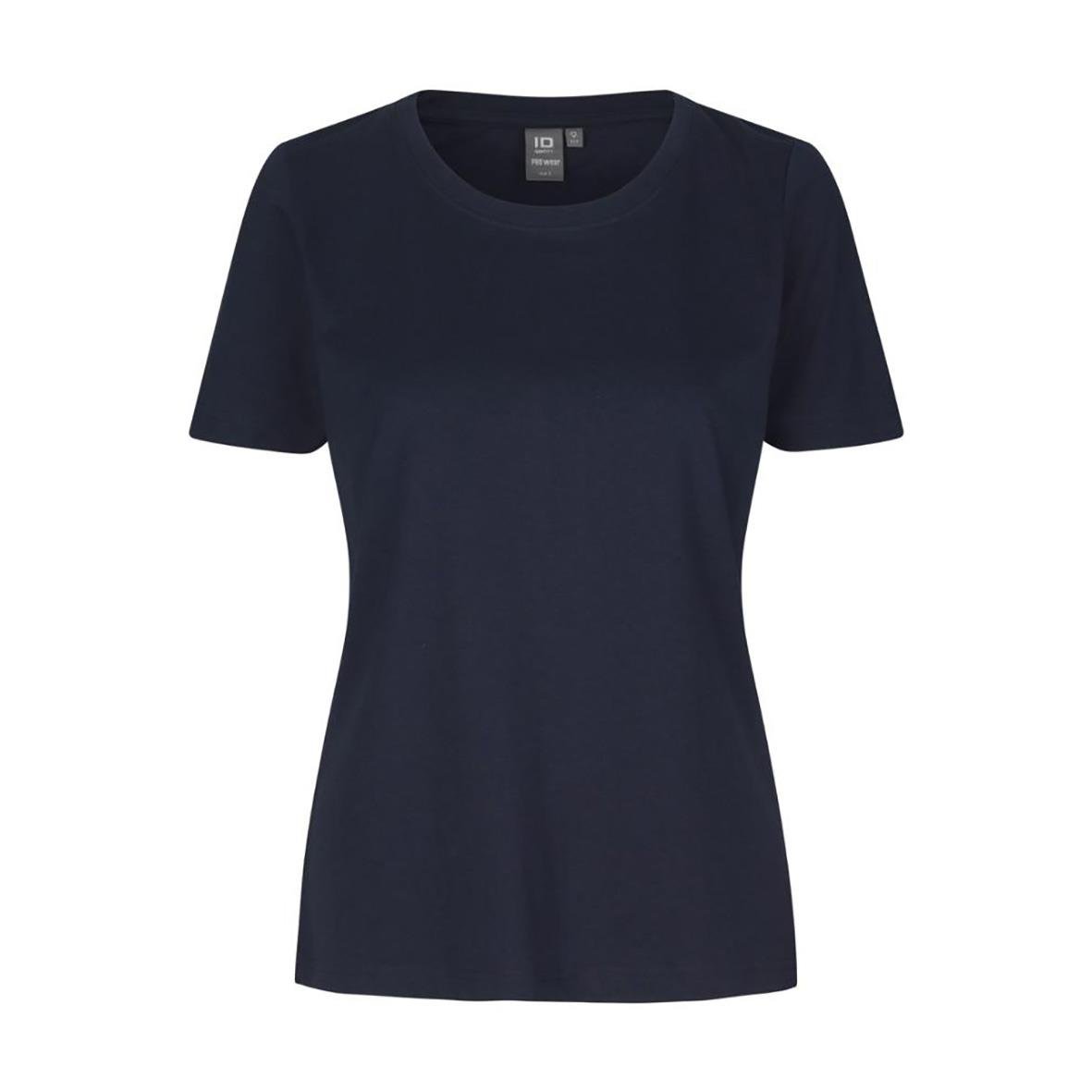 Mörkblå dam T-shirt i bomull med rund hals och korta ärmar