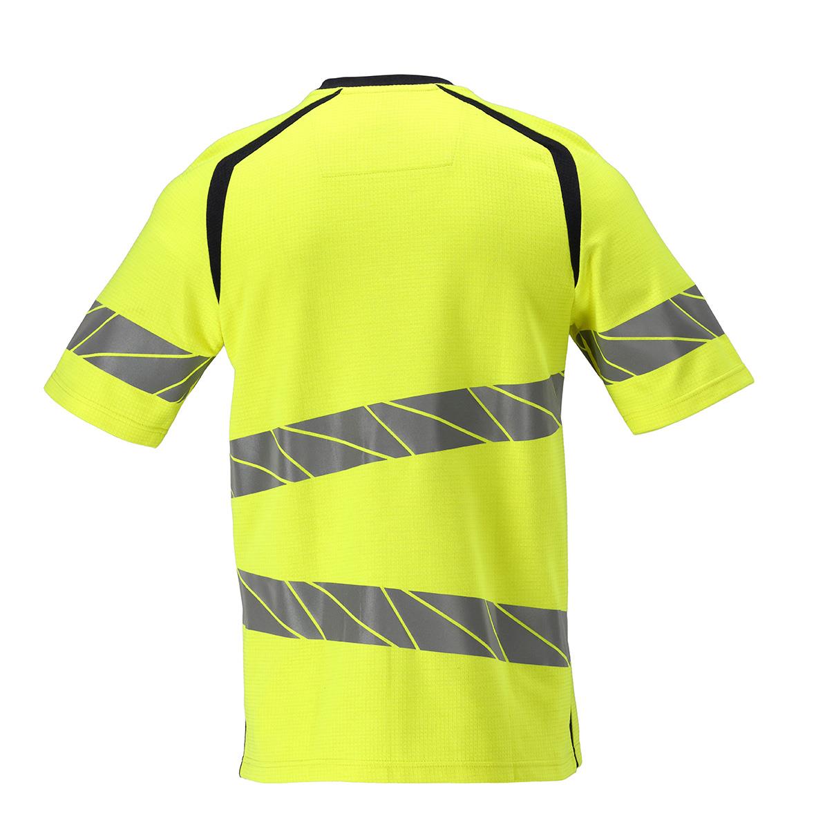 " varselgul reflexväst med svarta diagonala streck på ärmar och rygg, XS storlek"