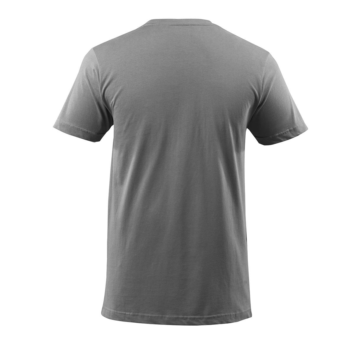 Grå T-shirt med rund hals och korta ärmar, enkel design utan mönster eller loggor