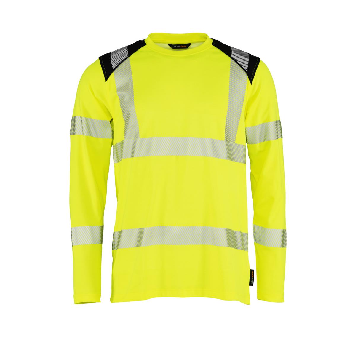 " varselgul svart T-shirt med reflexremsor i klass 3, XS, Worksafe"