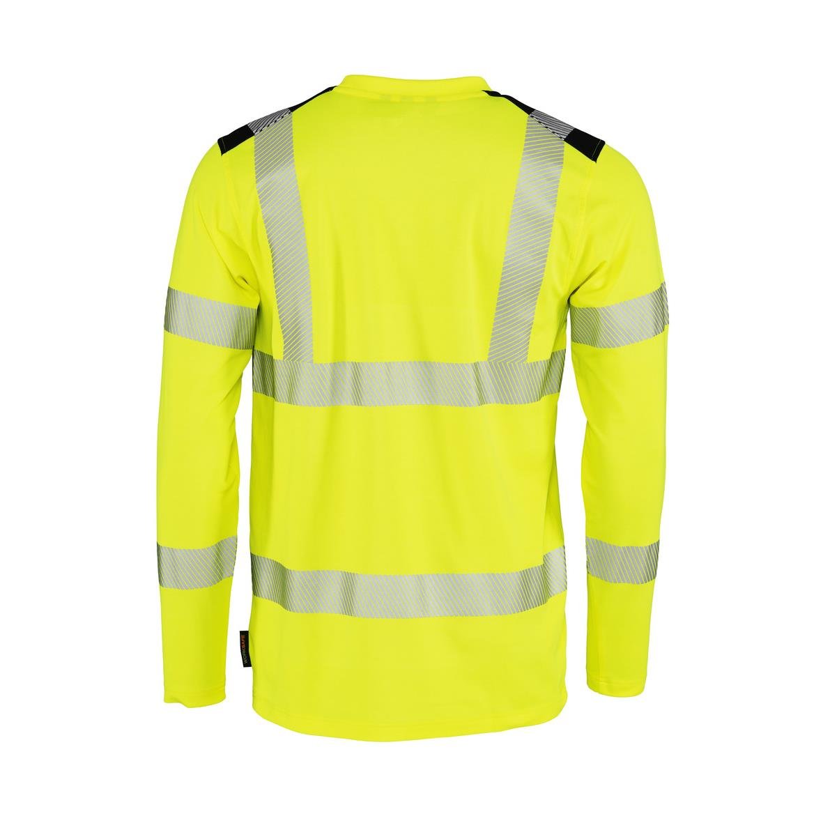Långärmad varseltröja i gul/svart med reflexremsor, klass 3, XS