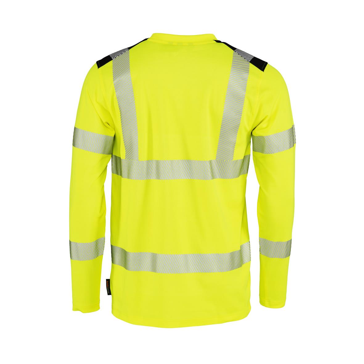 Långärmad varseltröja i gul/svart med reflexremsor, klass 3, XS