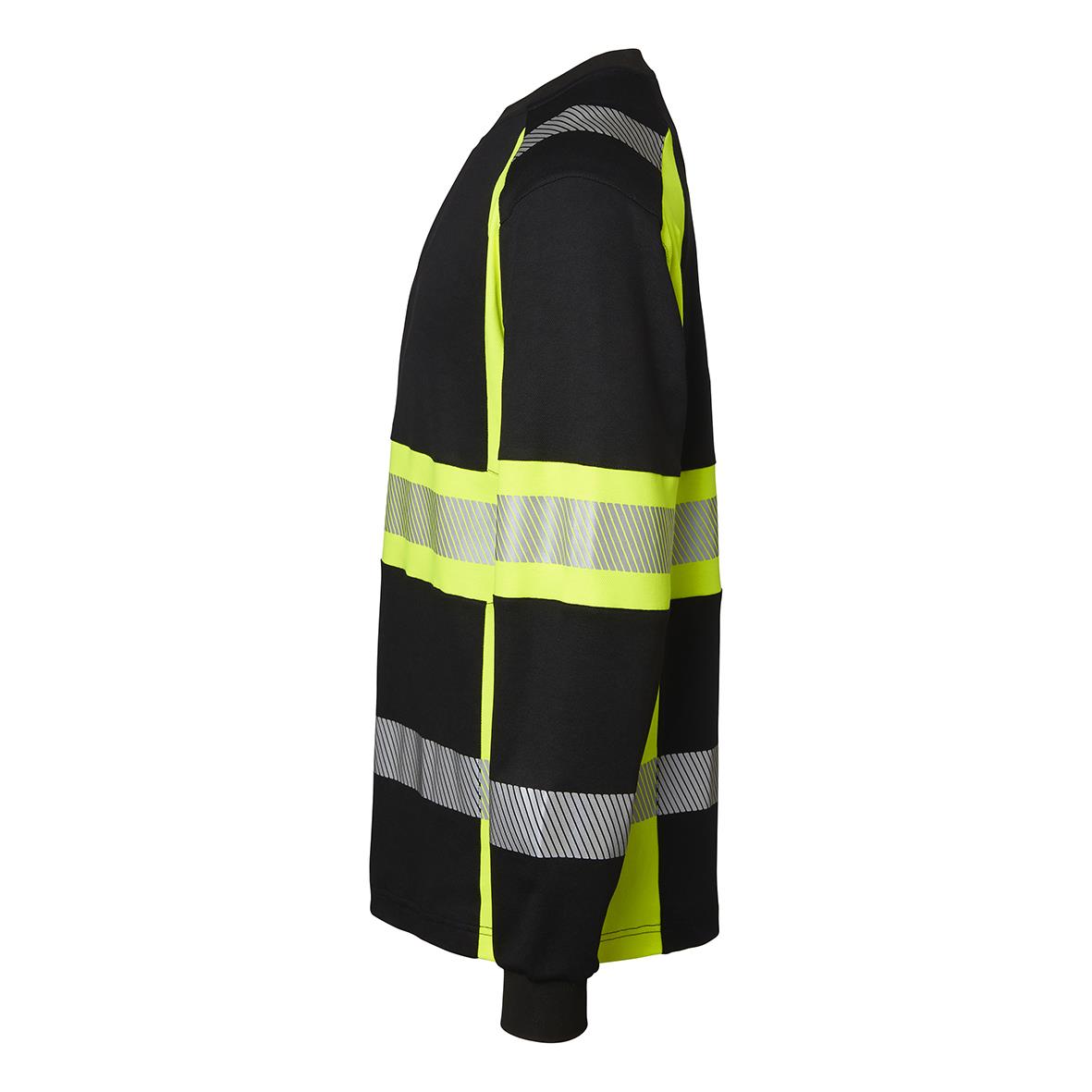 Svart T-shirt med varselgul reflexband och detaljer