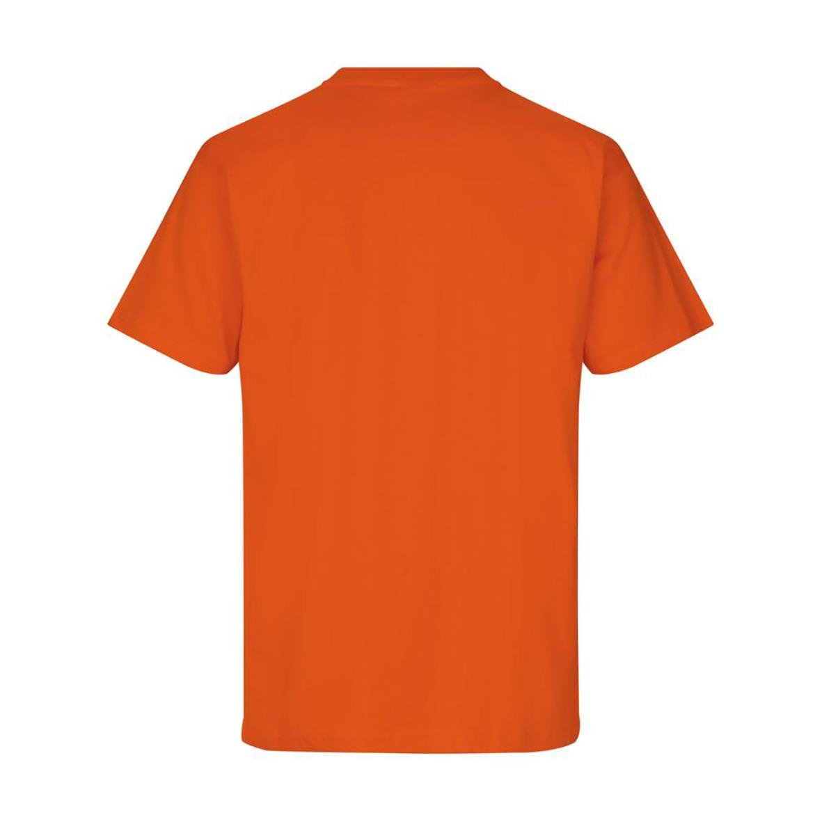 Orange T-shirt med kort ärm och rund hals sett bakifrån
