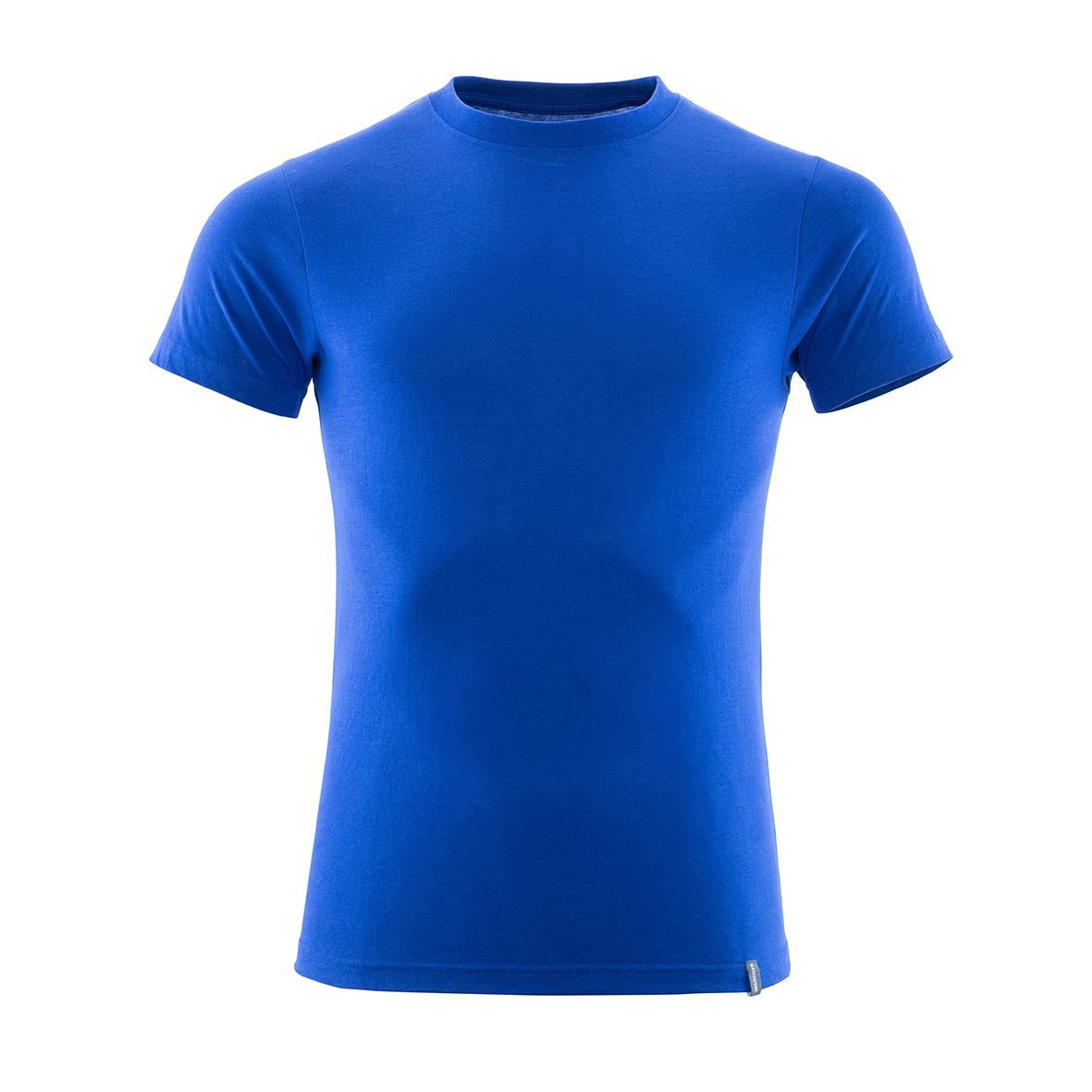 Blå t-shirt i bomull med rund hals och korta ärmar