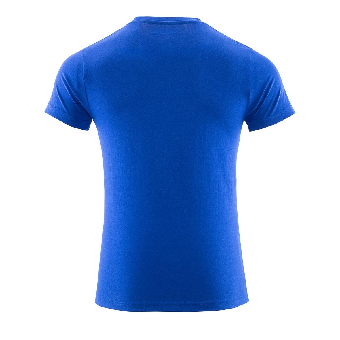 Blå t-shirt sett bakifrån utan tryck eller mönster