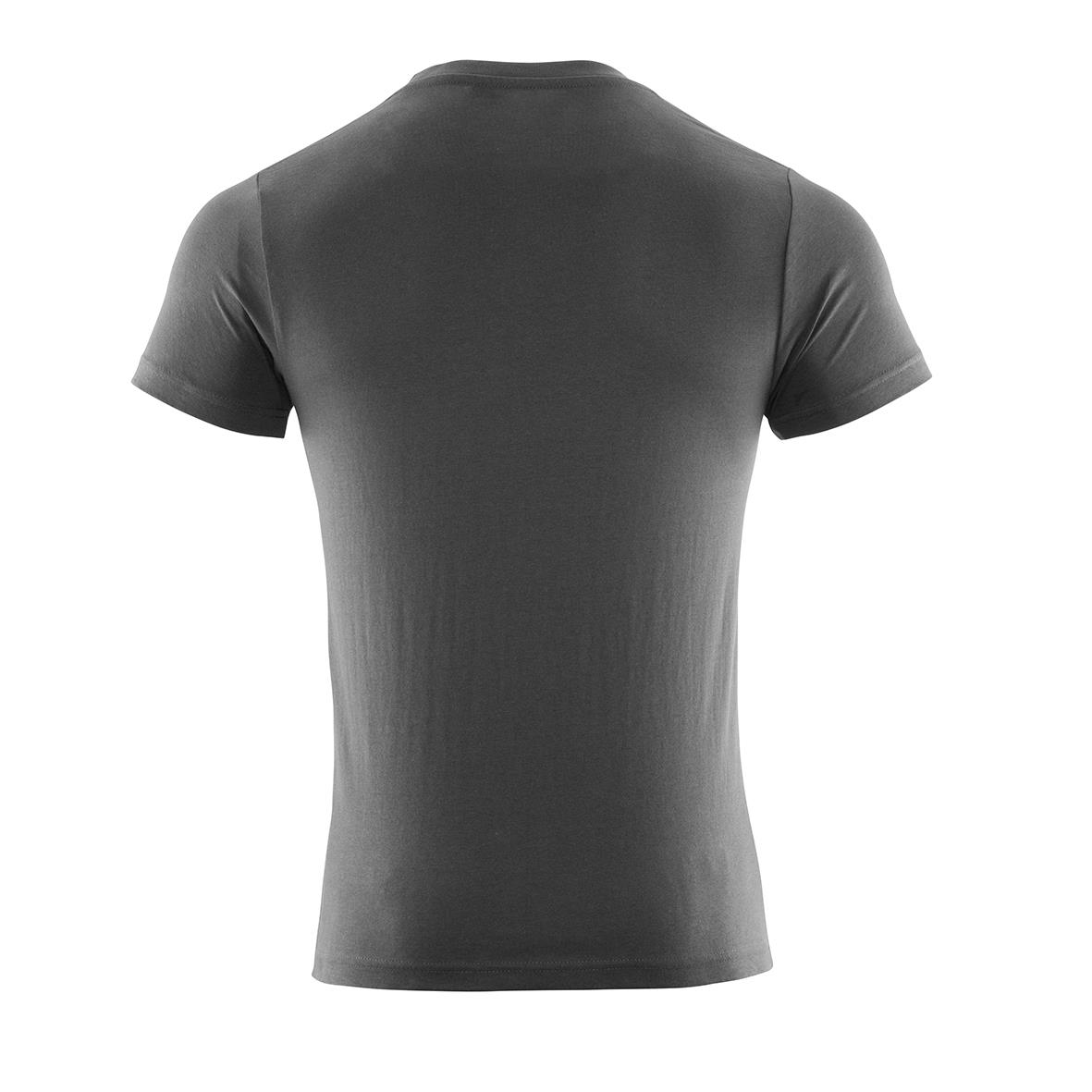 Grå T-shirt i premiummaterial med korta ärmar och rund hals, sett bakifrån, storlek XS