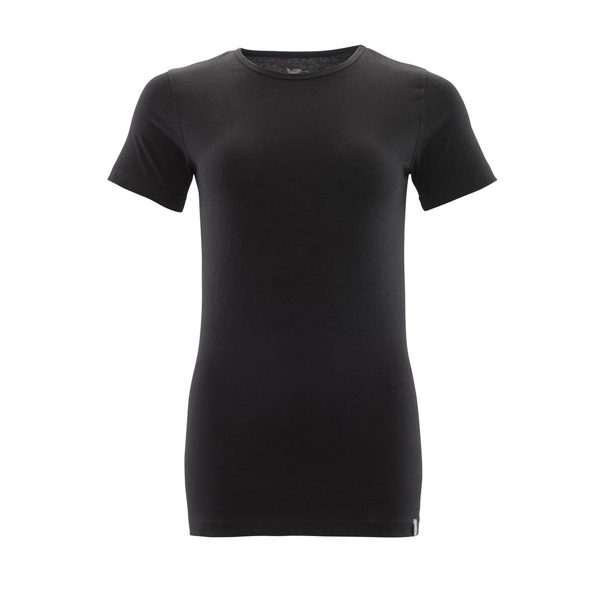 Svart damt-shirt i premium material med kort ärm