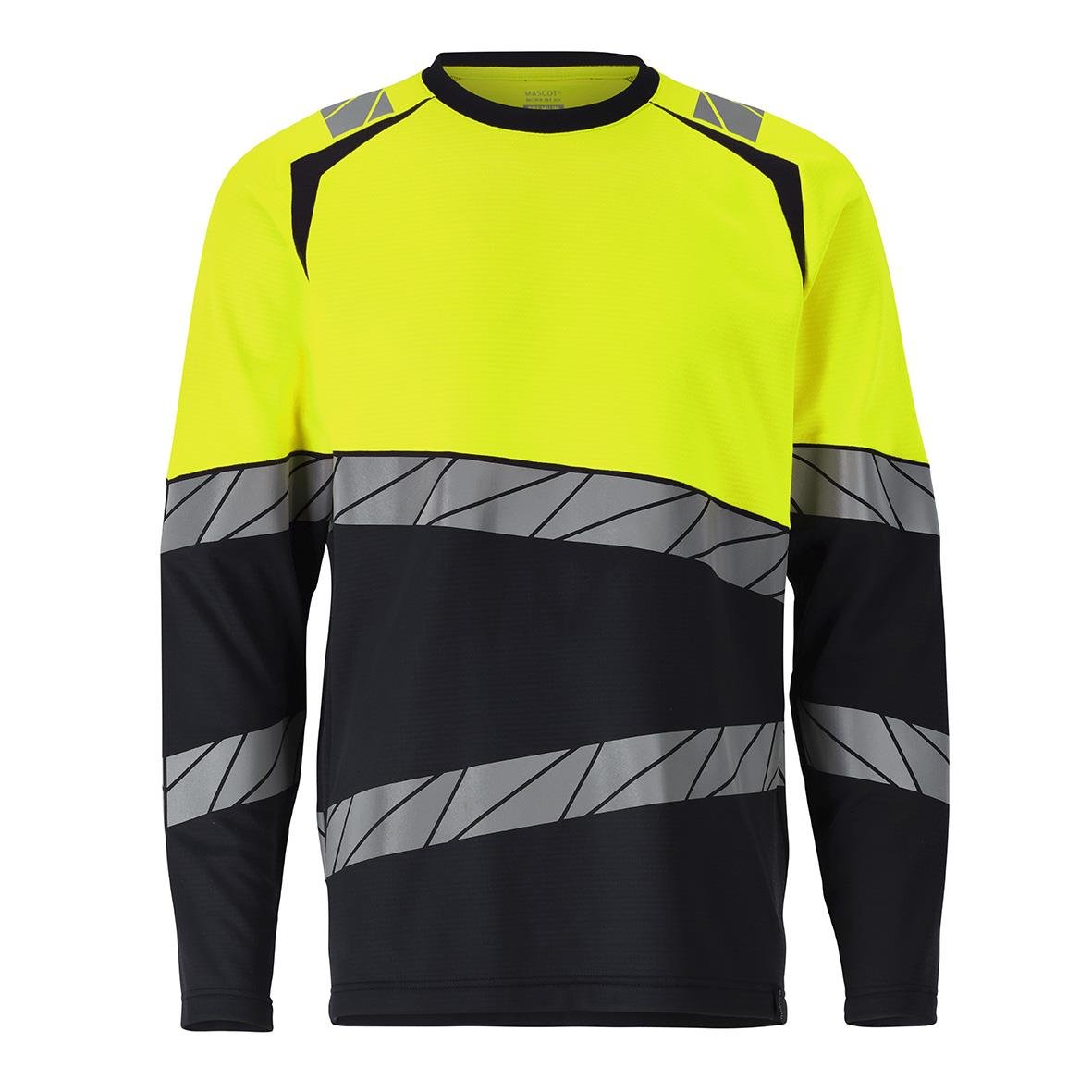 Långärmad varseltröja i marin och varmgul färg med reflexdetaljer