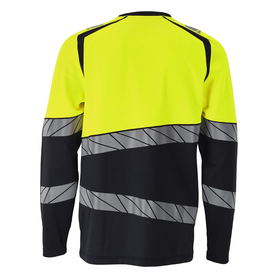 Långärmad reflex T-shirt i marin och varselgul med svarta och gråa detaljer, storlek 2XL