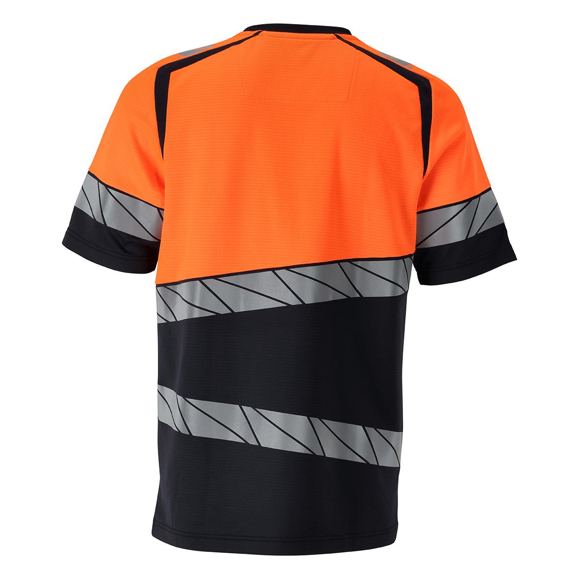 Orange och svart sport T-shirt med reflexdetaljer och randmönster