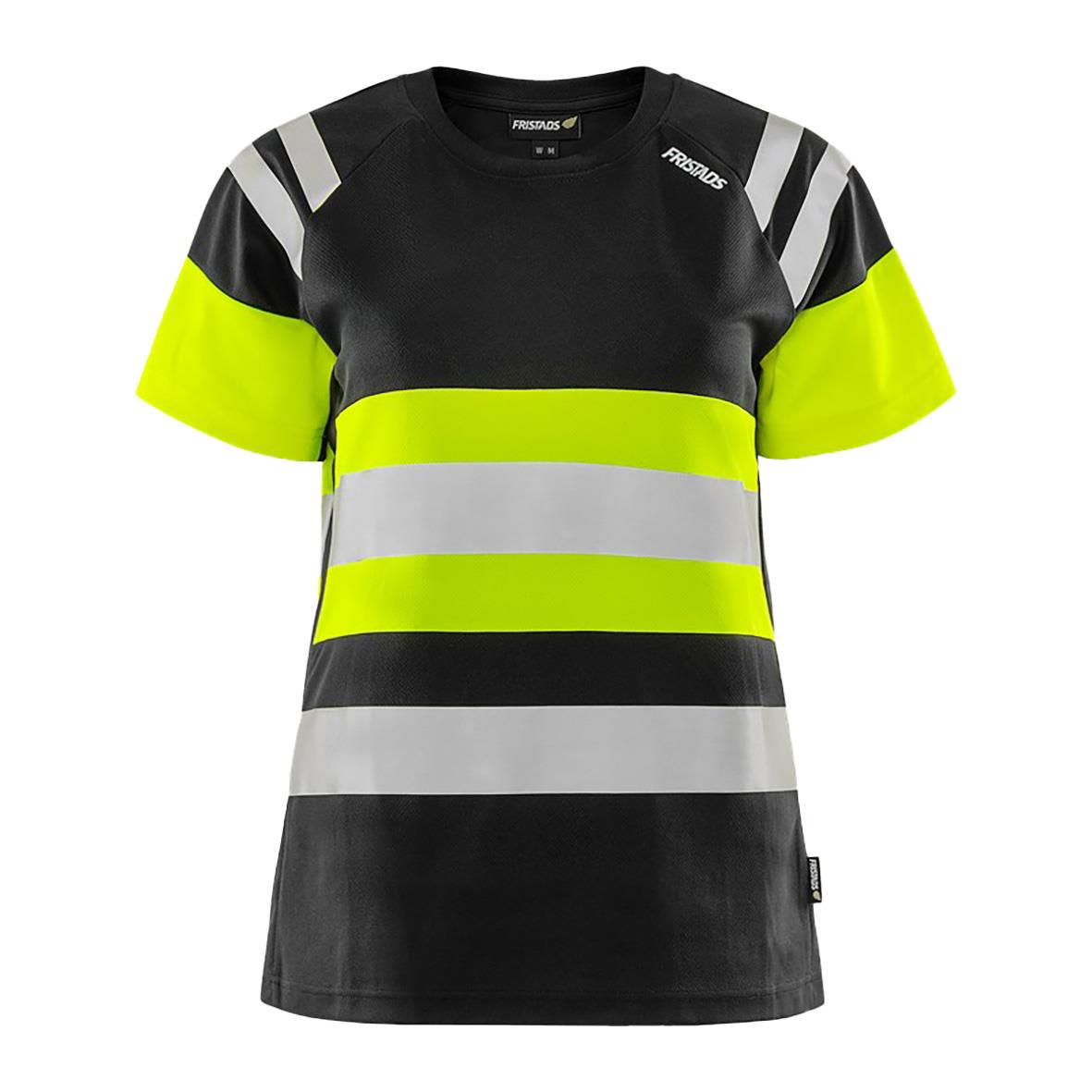 Svart och gul reflexväst T-Shirt Fristads 7880 GPST Dam Kl 1 Vgul/Svart XS