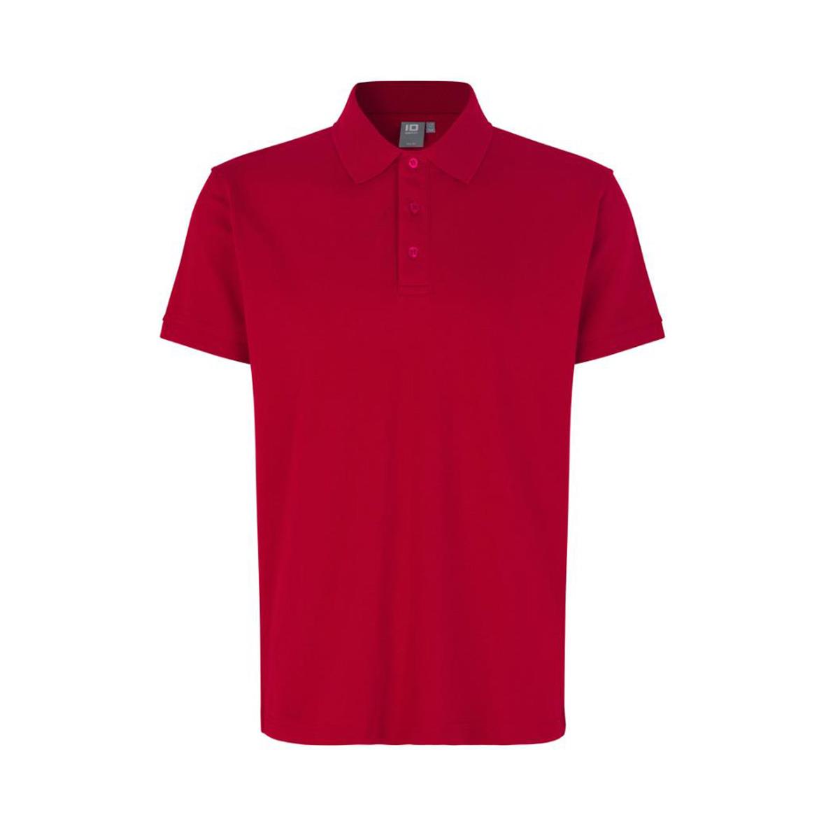 Röd pikétröja med krage och knappar i storlek XS