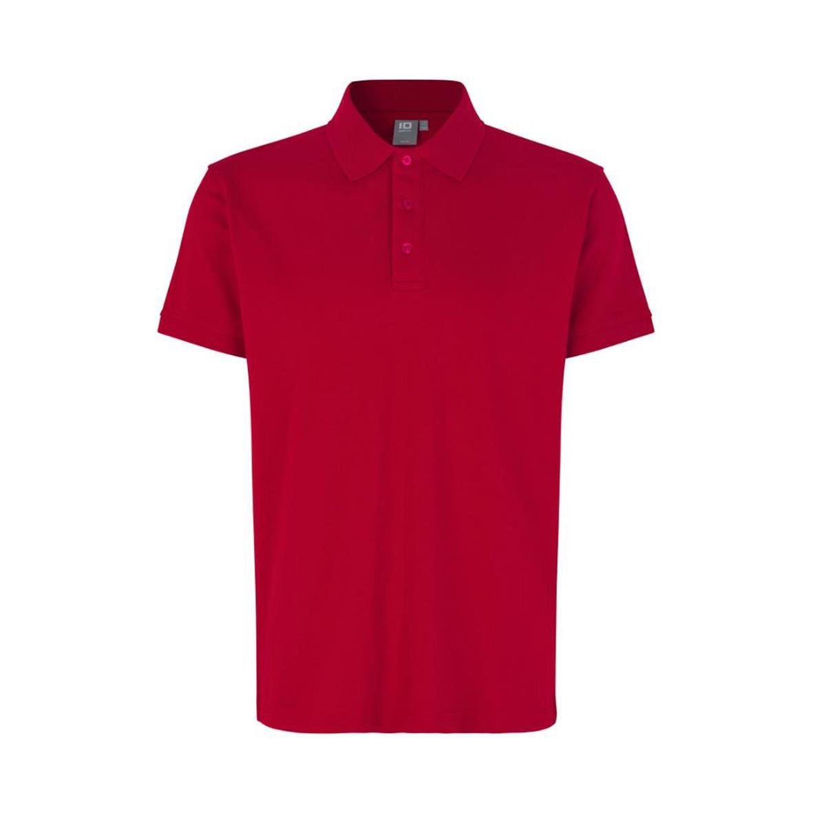 Röd pikétröja med krage och knappar i storlek M