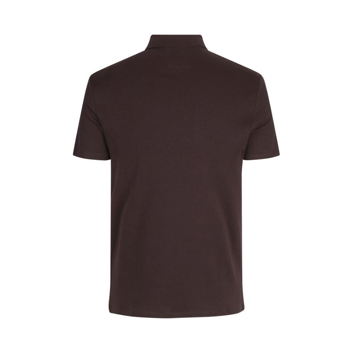 Djupröd pikétröja Seven Seas S600 med krage och korta ärmar