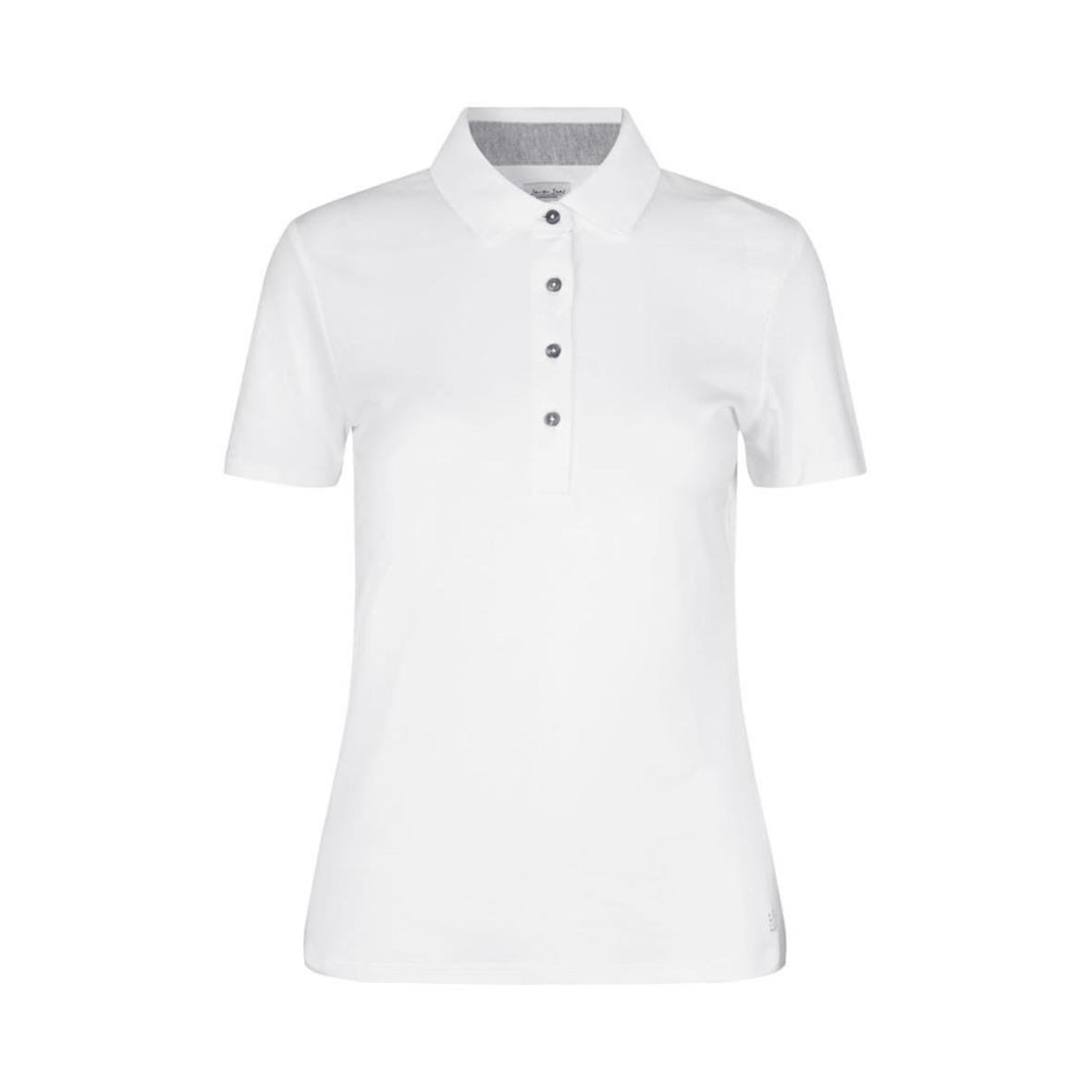 Vit pikétröja med korta ärmar och knappar fram