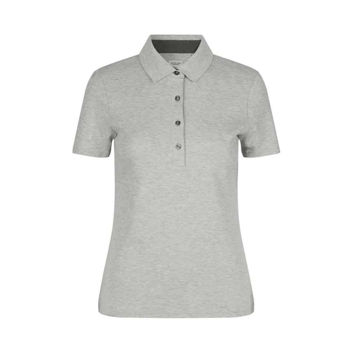 Ljus grå melange pikétröja för dam med krage och knappar från Seven Seas S610
