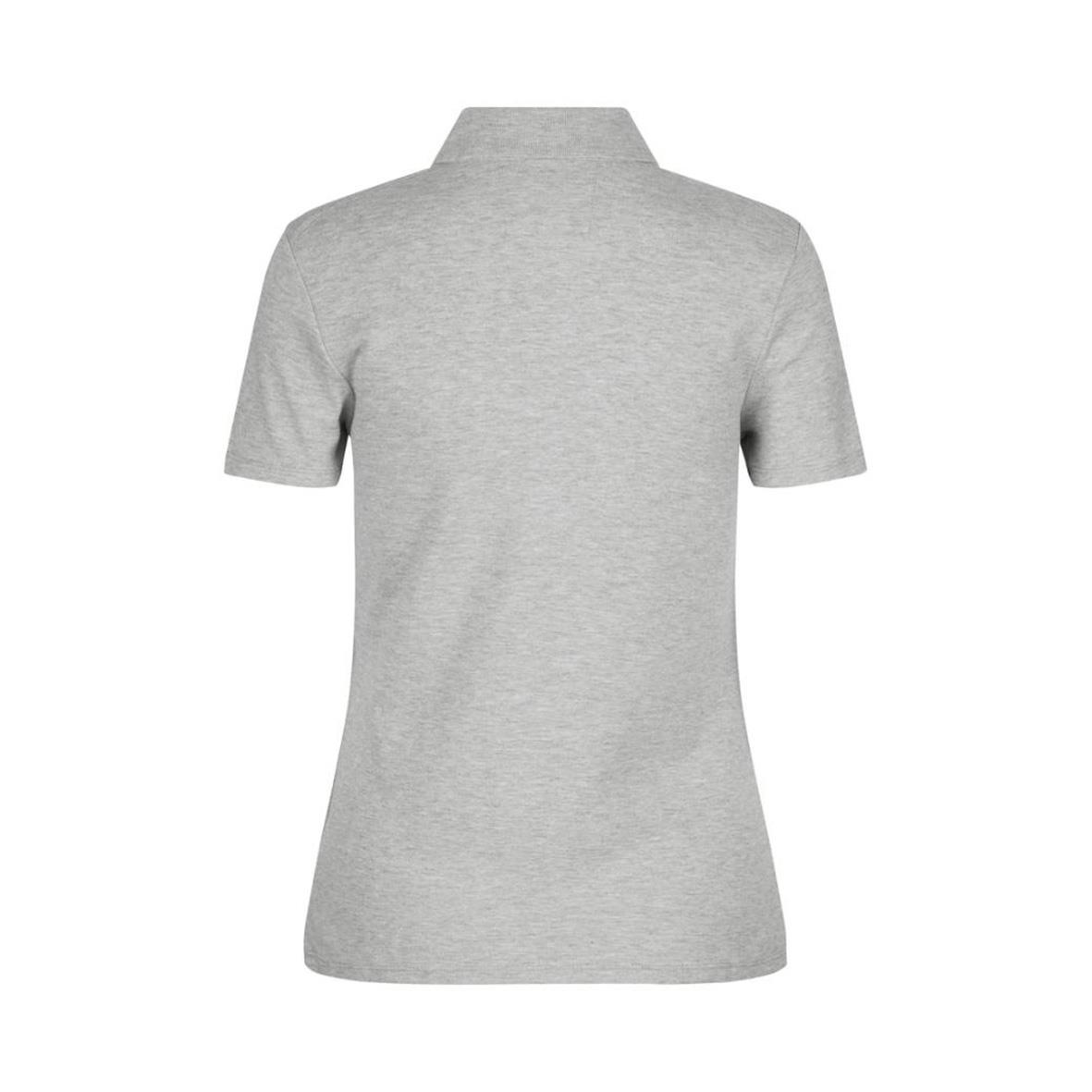 Ljusgrå melange pikétröja för dam med krage och korta ärmar