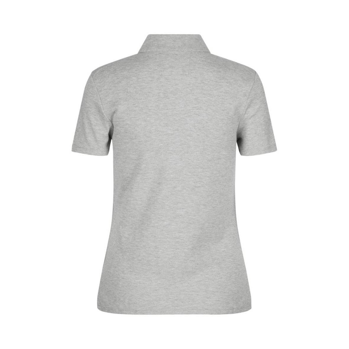 Ljus grå melange pikétröja för dam med krage och korta ärmar