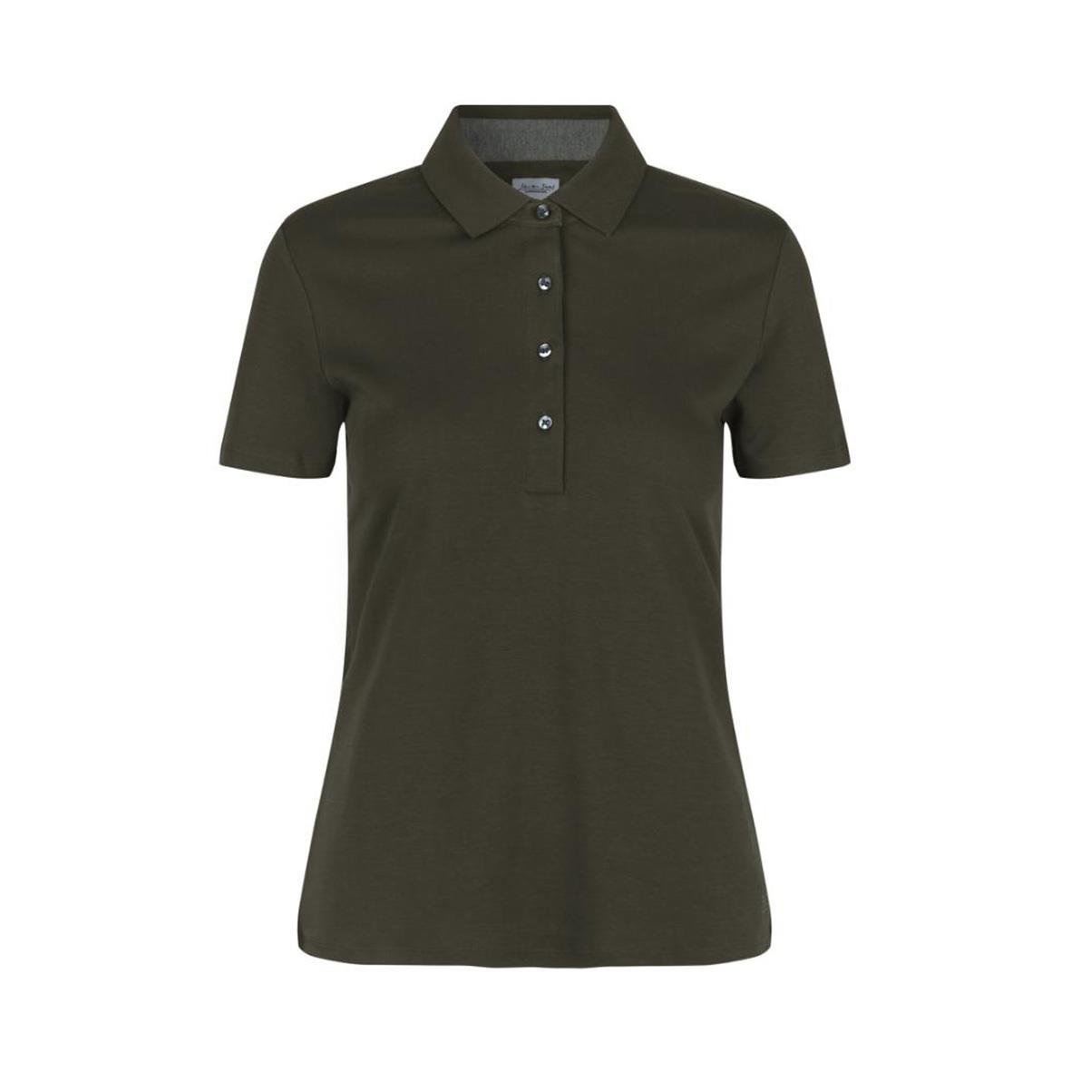 Olivgrön pikétröja för dam med knappar framtill