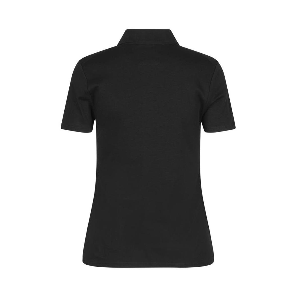 Svart pikétröja Seven Seas S610 Dam med korta ärmar och krage