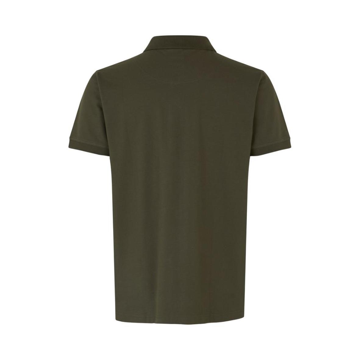 Olivgrön pikétröja i storlek XS sett bakifrån