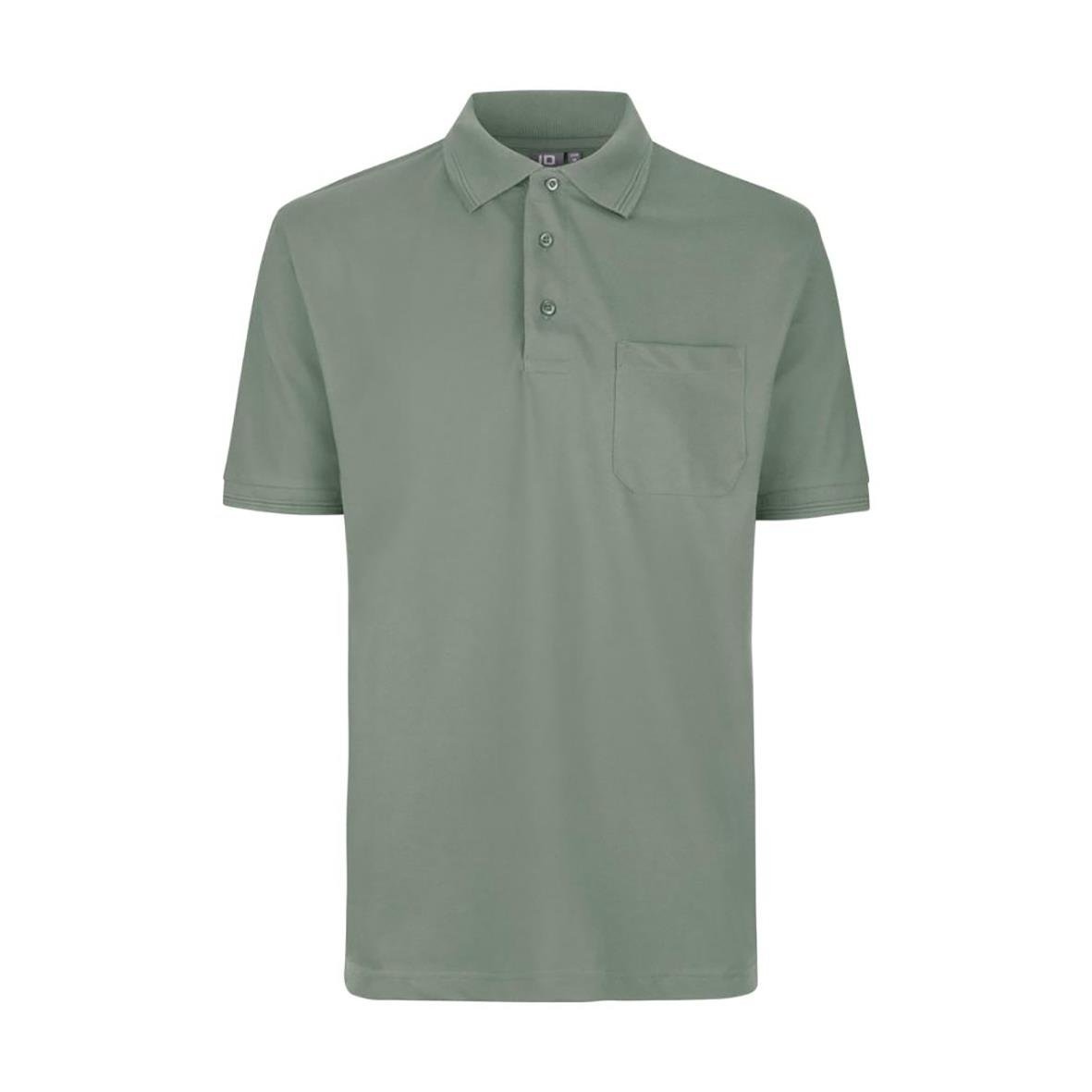 Herrpikétröja i dimgrön färg med krage och knappar