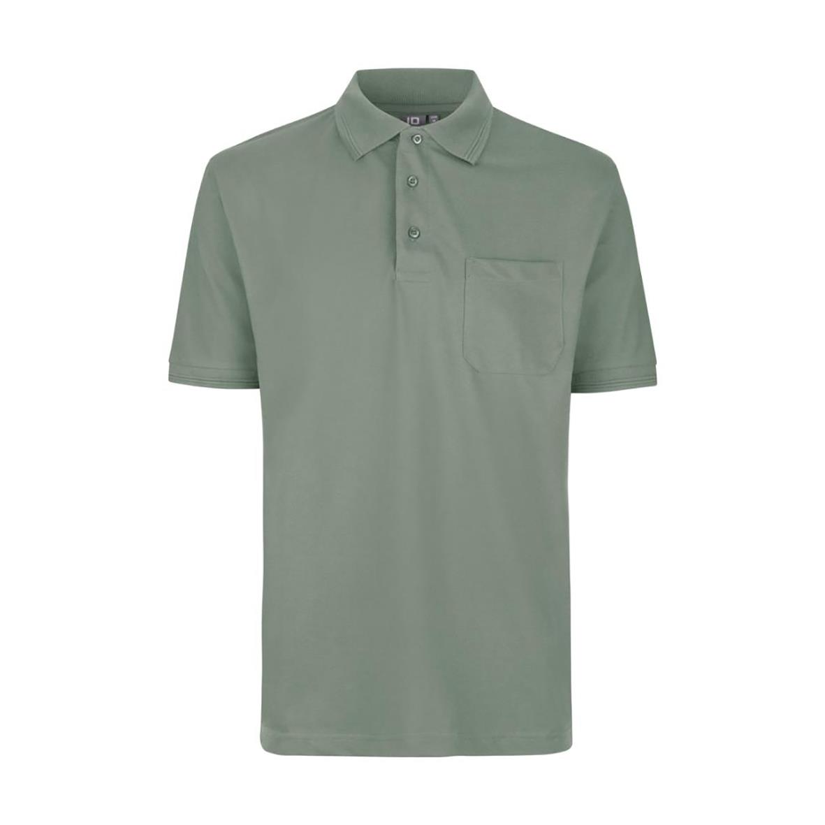 Dimgrön herrpikétröja i 3XL med krage och knappar