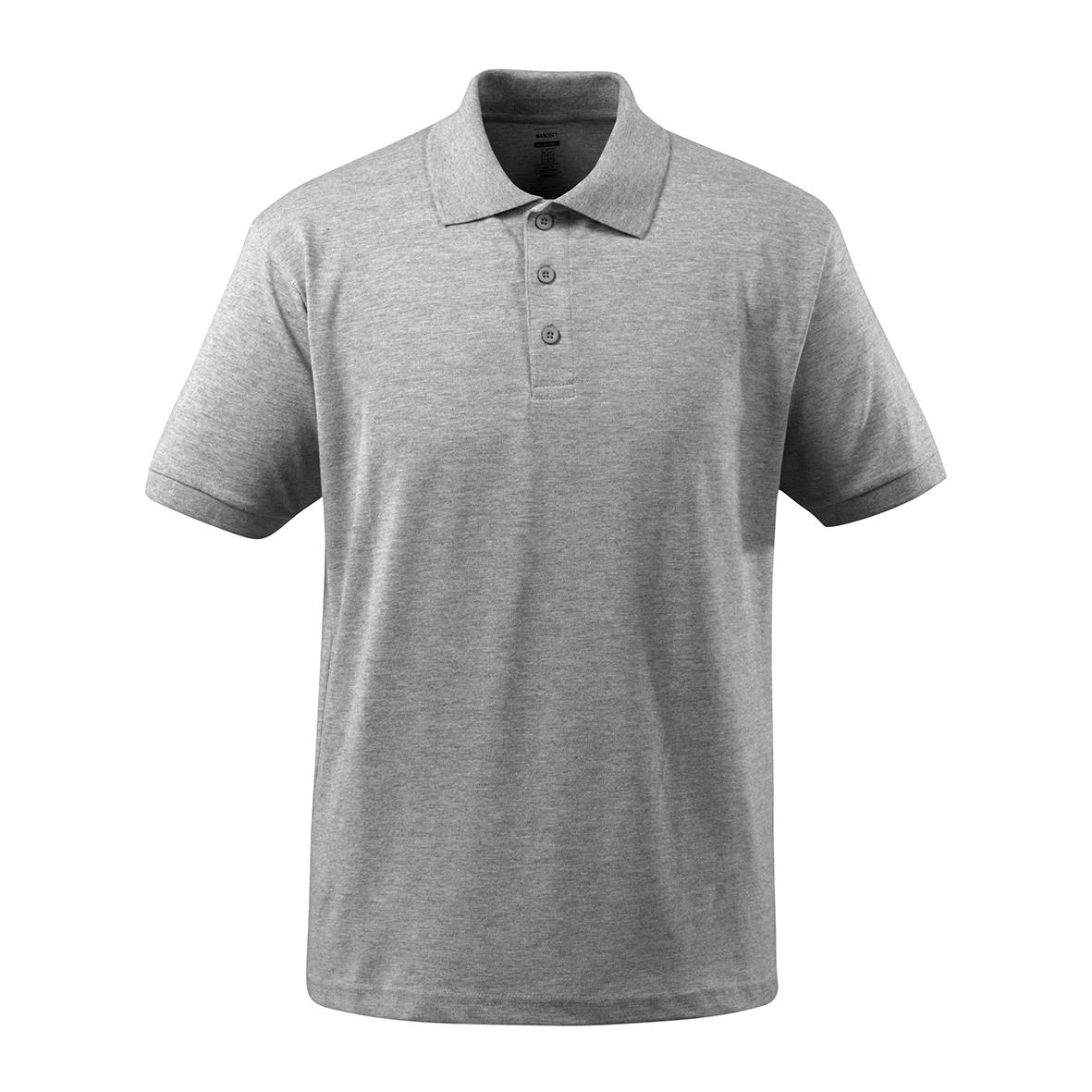 Gråmelerad pikétröja med krage och knappar, storlek M