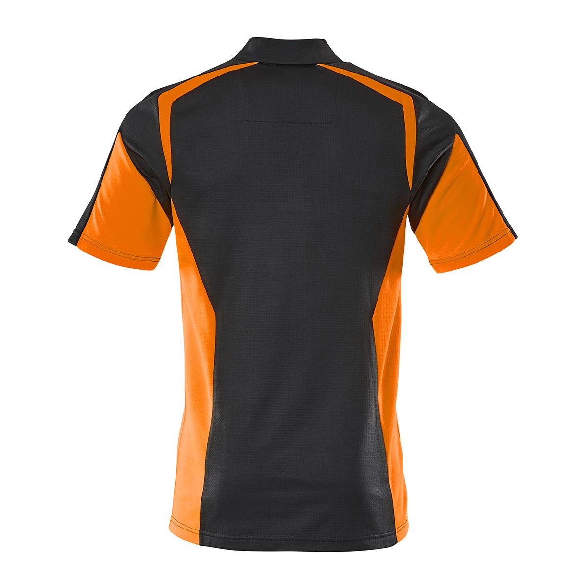 Mörk marin och varselorange pikétröja med mascot-design, storlek 2XL